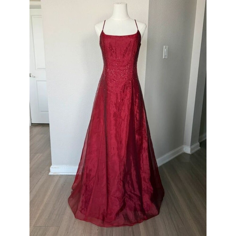 Betsy & Adam Y2K beaded/sequin fall gown